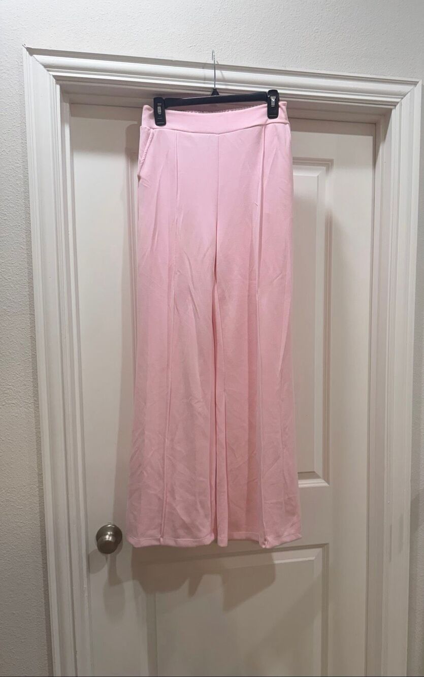 Scoop Pink High Waisted Wide Leg Pull On Lounge Pants Size S